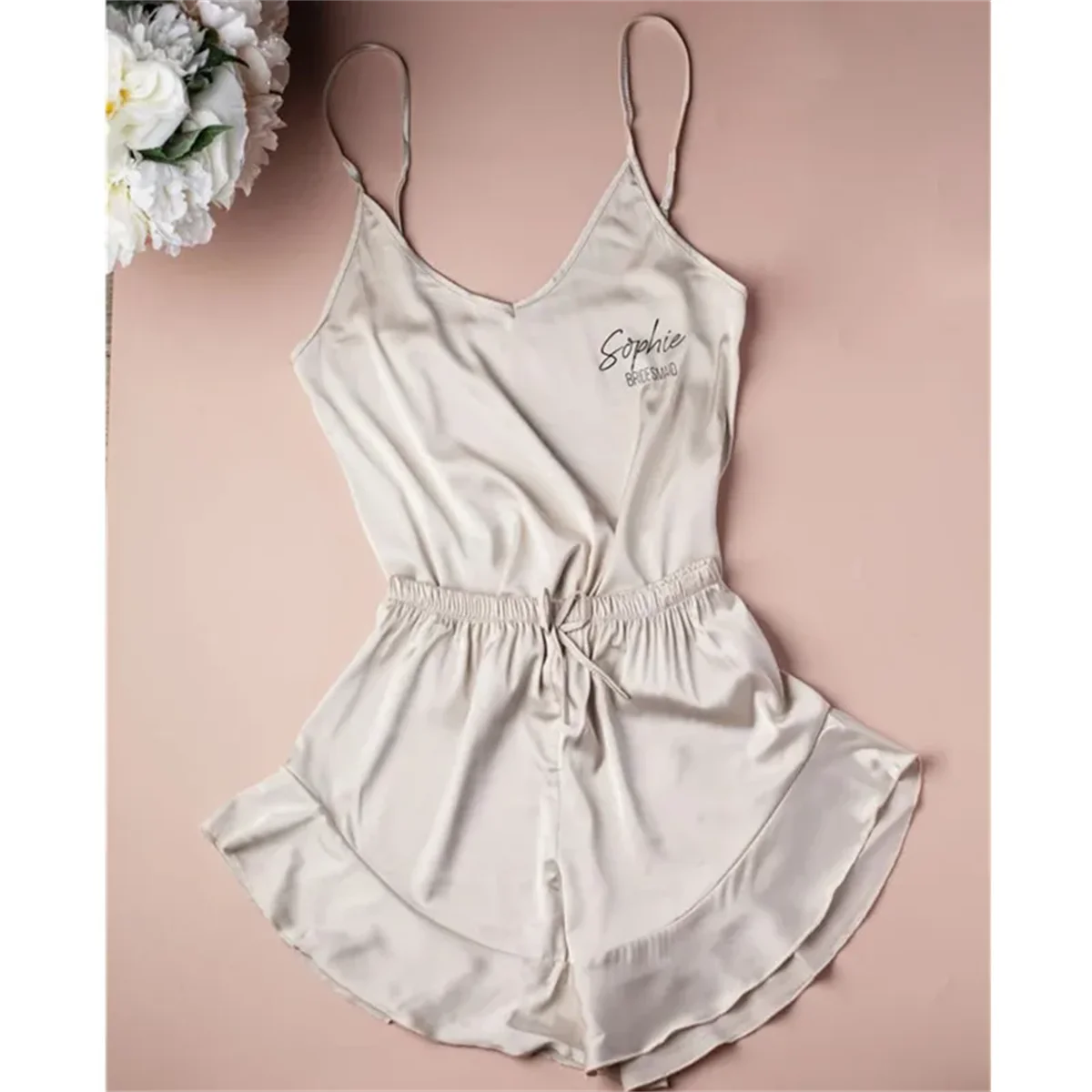 

CAMI SET- Front Customization Bridal Party Pajamas Camisole Set-Bridesmaid Proposal Gifts Wedding Bridesmaid Satin mother's day