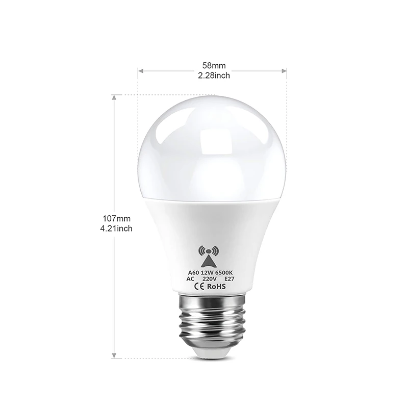 1PC 220V E27 Radar Motion Induction Lamp Built-in Radar/Light Sensors For Home Stairs Microwave Radar Detection LED Light Bulb