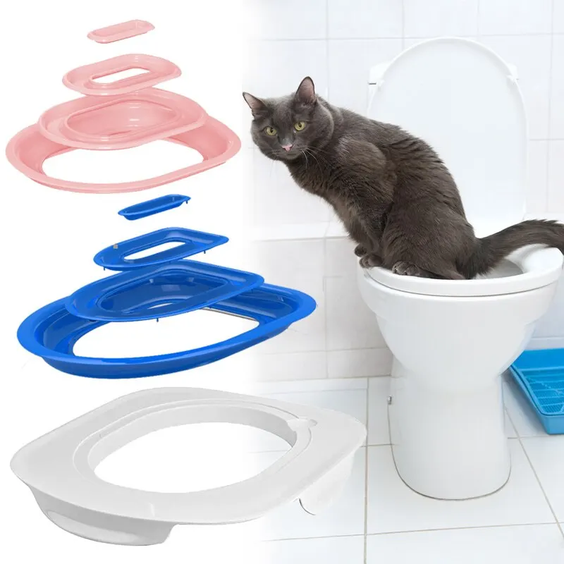 Cat Toilet Training Kit Reusable Trainer Cat Litter Boxes Pet Cleaning Pets Teach Cats to Use Toilet Trainer Pet Accessaries