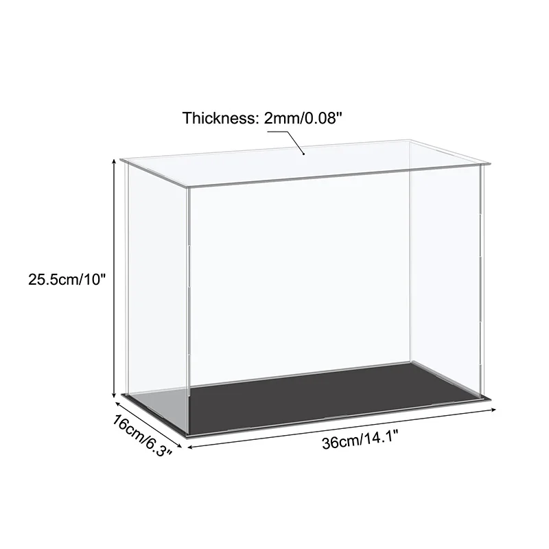 Vitrine pour Collection Boîtes en Acrylique Transparentes pour L'affichage D'objets de Collection, Boîte de Rangement en Cube Anti-poussière avec Base en Bois, Boîte Transparente Empilable(60x60x15cm