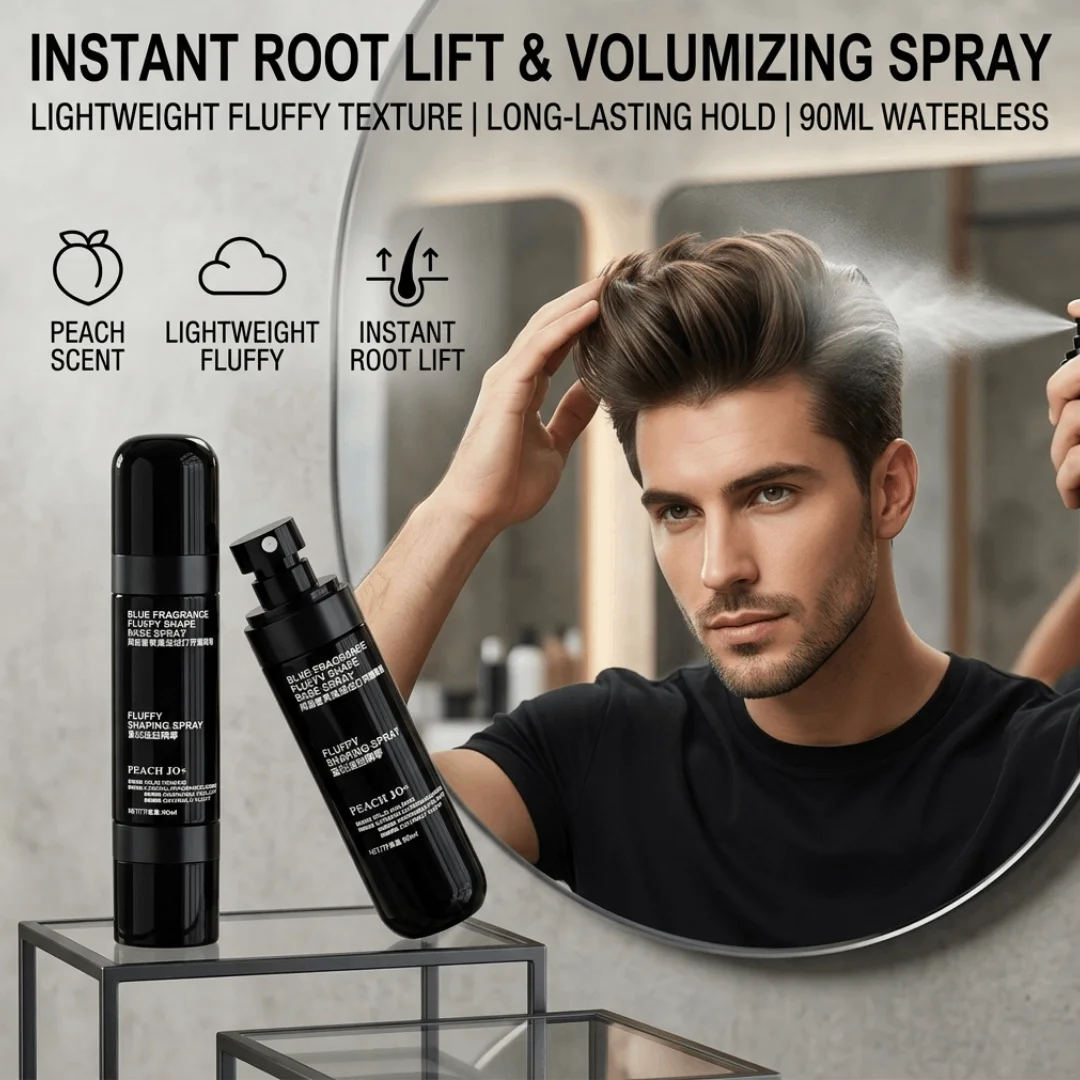 Peach Scent Volumizing Styling Spray Lightweight Fluffy Long Lasting Hold Instant Thicker Look No Wash High Crown Unisex Spray