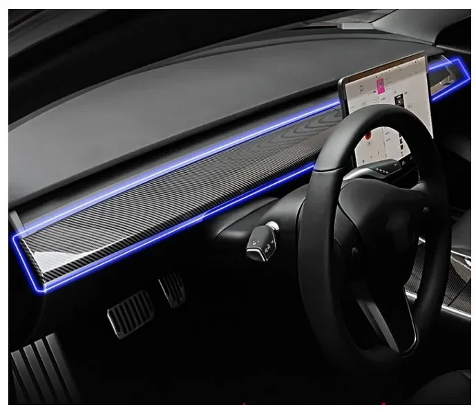 Heenvn Armaturenbrettabdeckung für Tesla Model 3 Y Carbonfaser ABS Tür-Armaturenbrett-Verkleidung Innenraumzubehör Aufkleber 2021-2024 Neu – Detail 2