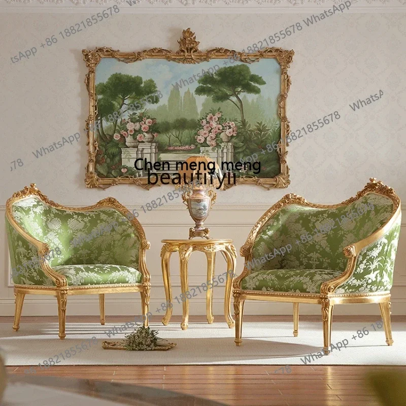 

X A French Furniture Comb Chair Villa European Style Living Room Fabric Craft Leisure Chair Single-Seat Sofa Chair