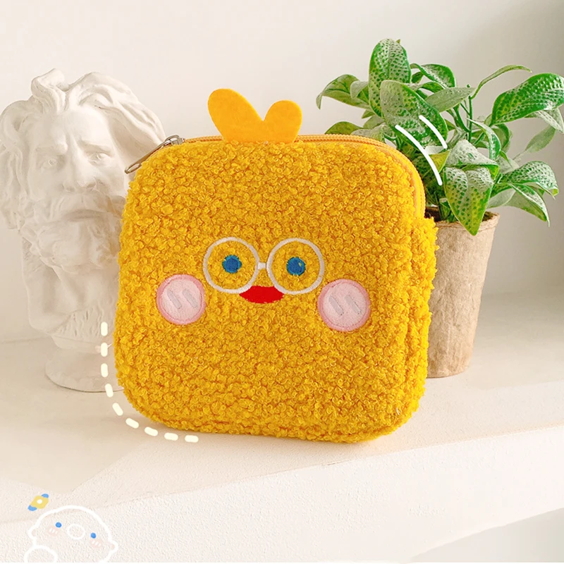 Creative Cute Animal Portable Bags Fun Zipper Coin Wallet Cartoon Plush Animal Storage Coin Purse Small Bag Kids Girls Gifts