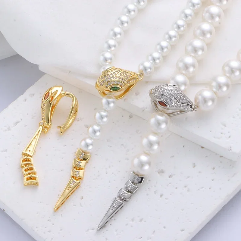 

DIY Jewellery Connector Micro-embedded Zirconia Snakehead Clasp 14KGold Snake Bead Clasp Handmade Wearable Necklace SweaterChain