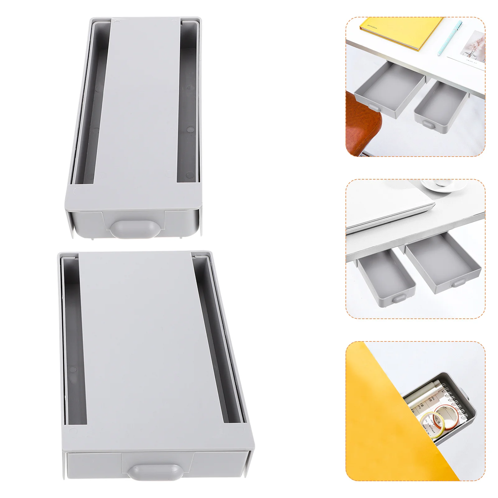 2 قطعة صندوق درج تحت المكتب حقيبة للتخزين المخفية لاصق الجدول السفلي المنظم لمكتب المنزل الفصول الدراسية القرطاسية أشتات #3
