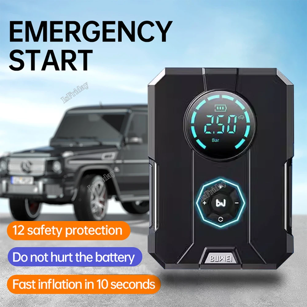 5 In 1 Car Jump Starter Air Pump Power Bank Portable Air Compressor Cars Battery Starters Starting Auto Tyre Inflator