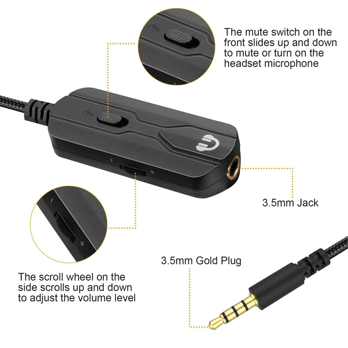 3.5MM Extension Audio Cable with Volume Control Compatible for Bose 700 OE2 QC25 QC35II QC35 QC45 Soundlink Headphone