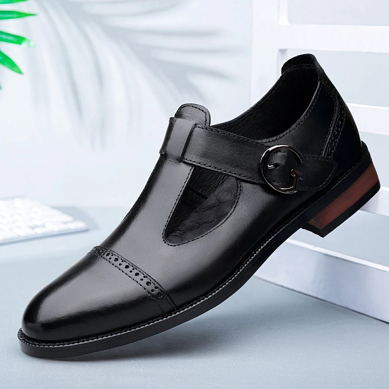 Brand Men Shoes Summer Hollow Breathable Casual Genuine Leather Shoes Men Dress Wedding Loafers Men\'s Moccasins Tenis Masculino