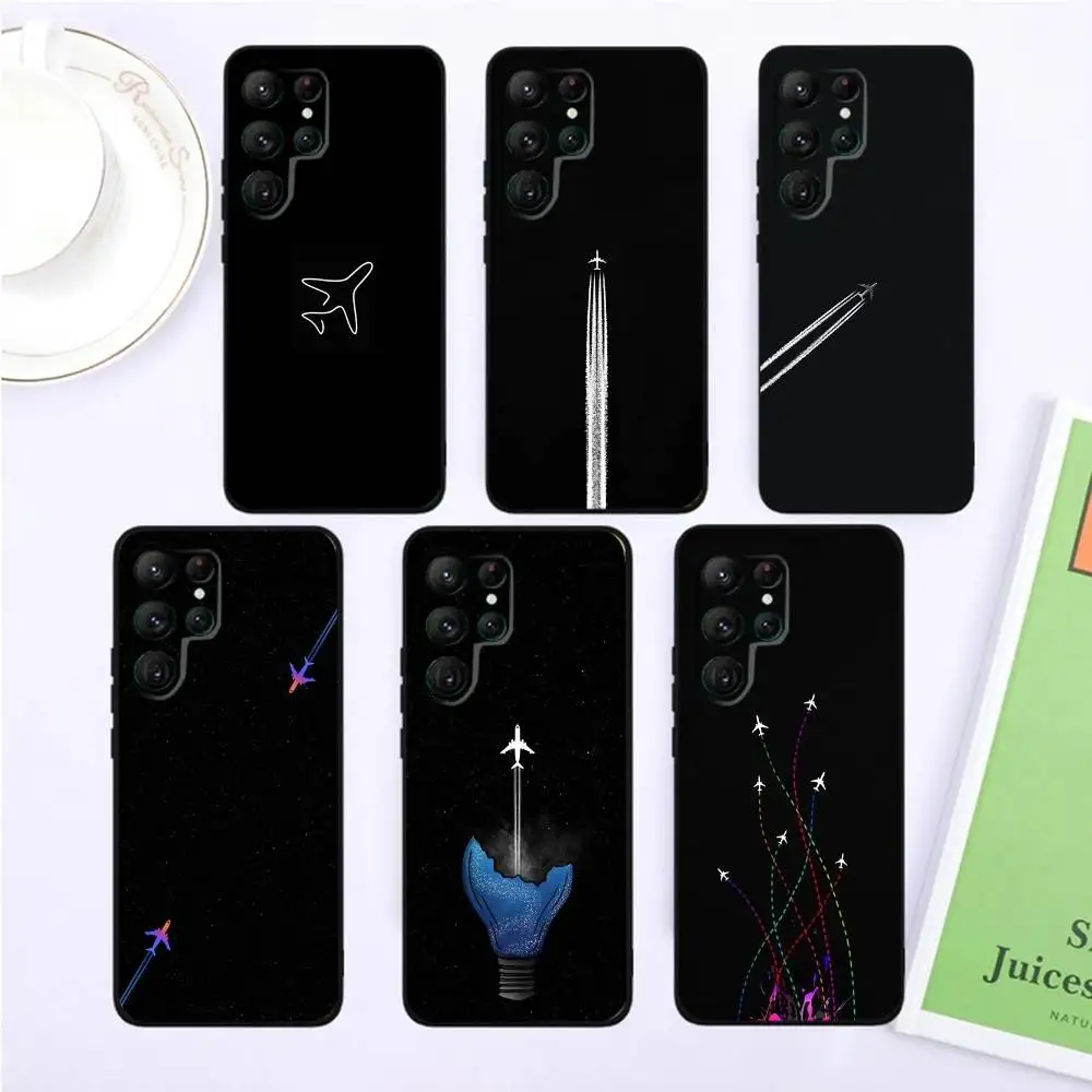 

Premium Airplane Pattern Phone Case For Samsung S25,S24,S23,22,21,Ultra,Pro,S10,S30Plus,20lite Black Cover
