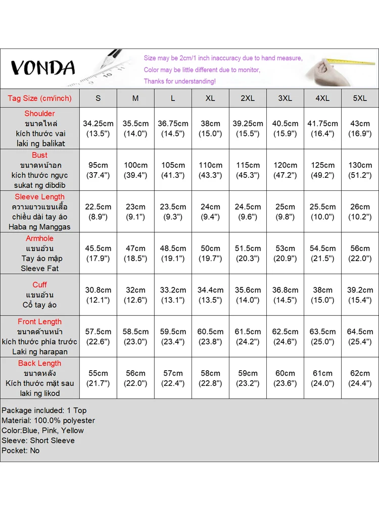 VONDA Women Patchwork Blouse Solid Color Female Tops 2025 Casual Puff Short Sleeve Tunic Lapel Neck Lace Blusas Oversized