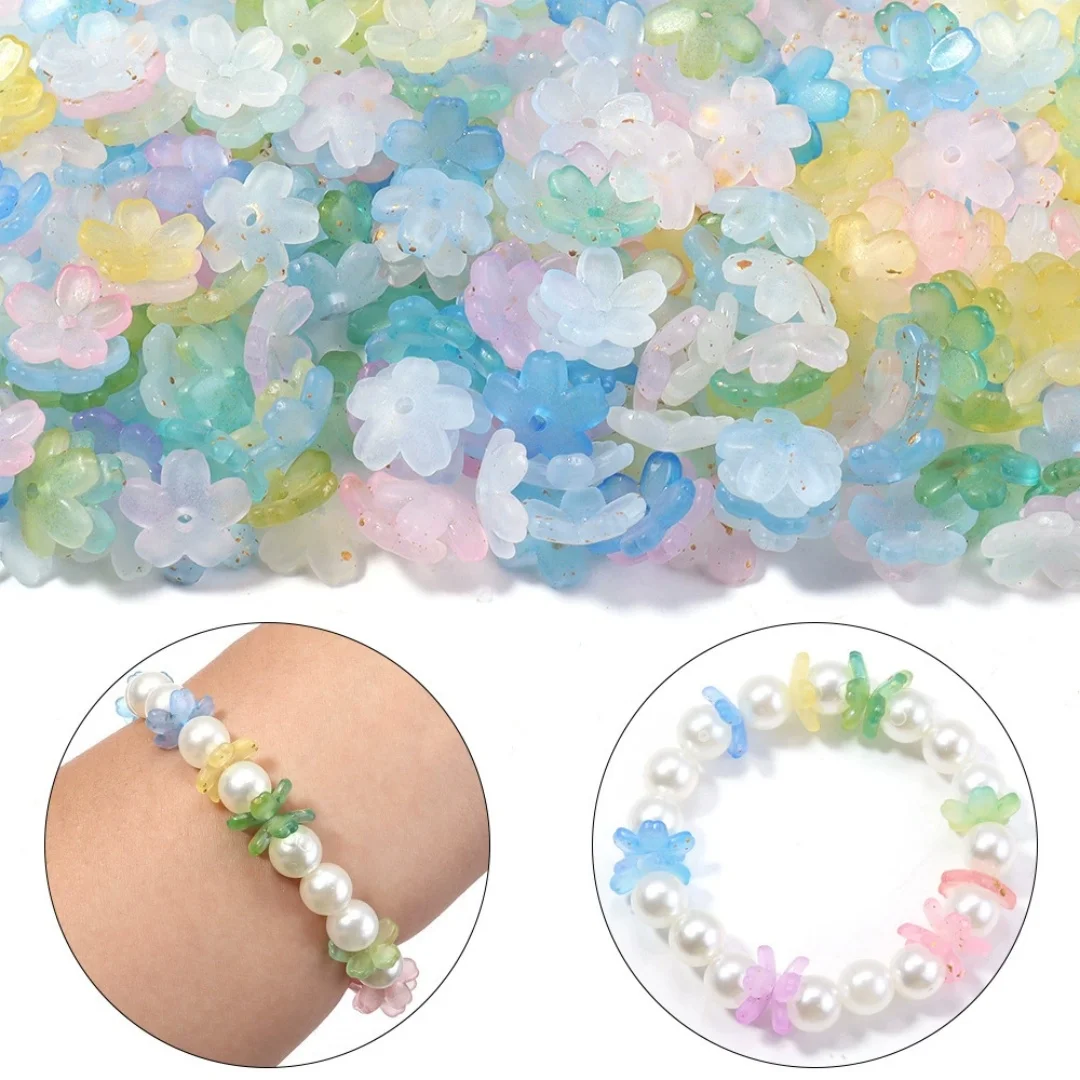 11mm Two Tone Flowers, Acrylic, Gradient, DIY Interval Beads, Loose Beads, Accessories, Festivals, Gifts - Random Color Mixing image 5