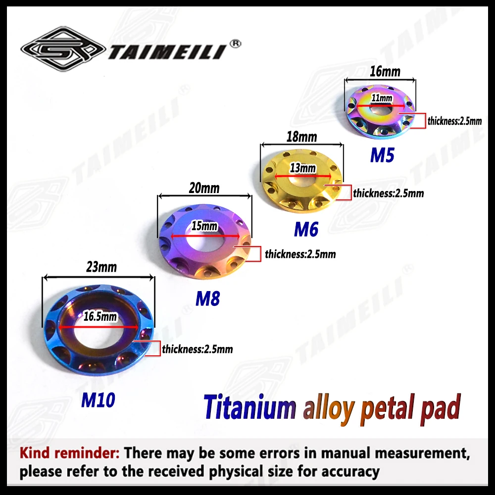 TAIMEILI TC4 Titanium alloy Petal Shape Gasket  M5 M6 M8 M10 1/4/8/10pcsTitanium Alloy Decoration Spacer Ultra light