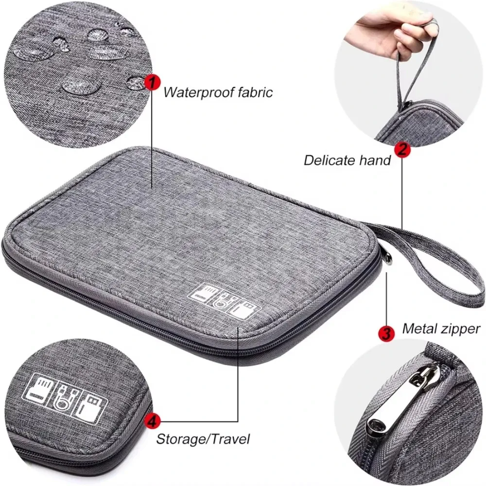 1pcs Portable Phone Cable Storage Bag Electronic Accessory Organizer Bag USB Data Cable Charger Plug Waterproof Organizer