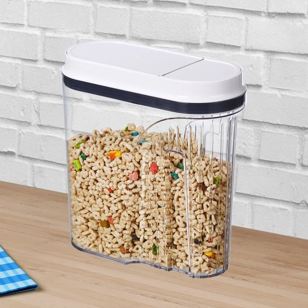 حاوية حبوب محكمة الغلق مع غطاء منبثق سهل الصب وخالي من مادة BPA، وعاء تخزين الطعام المتين، آمن للاستخدام في غسالة الأطباق، عملية بيد واحدة