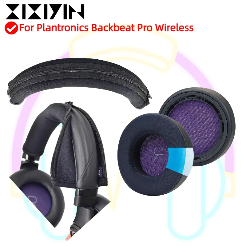 

XIXIYIN Replacement Ice gel / Leather EarPads/Zipper head beam protective cover for Plantronics Backbeat Pro Wireless Headphones