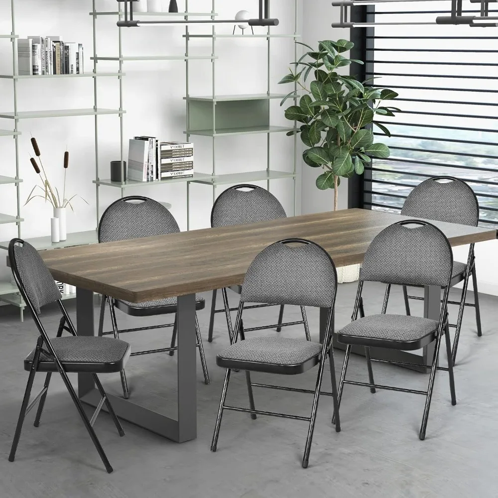 

6-Pc Folding Chair Set - Upholstered Seats with Non-Slip Pads, Commercial Grade