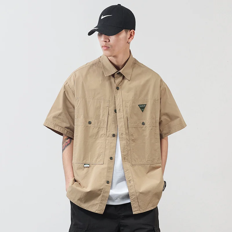 

American Sle ort Sve irt Men Summer Loose Large Size f Sve Workwear Thin Outerwear Wear Resistant Labor Protec...