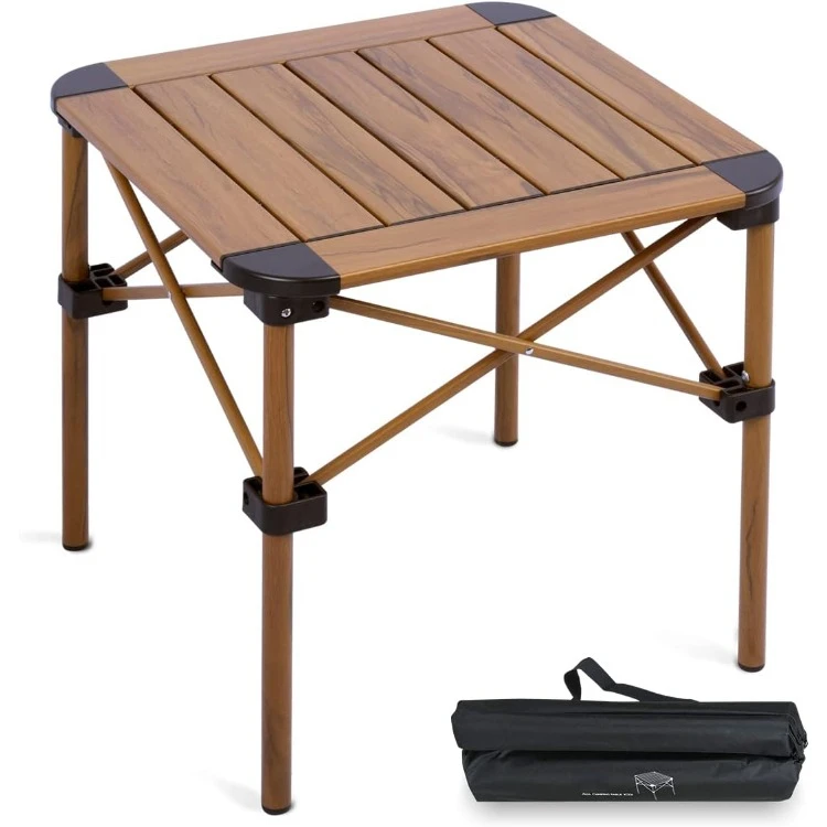 

Lightweight Stable Alu. Folding Square Table Roll Up Top with Carry Bag for Camping Picnic Backyards BBQ Camp Kitchen