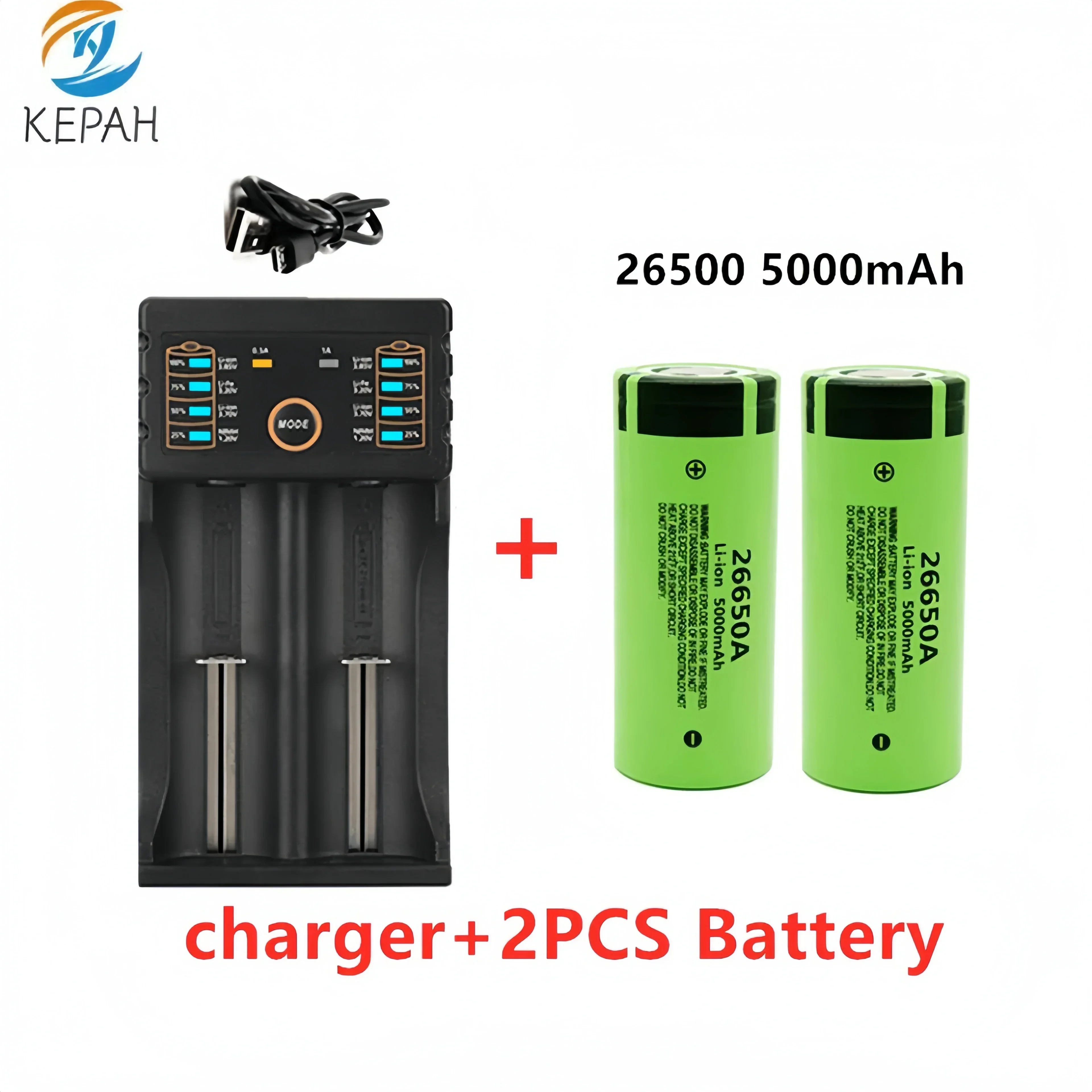 

Original high quality 26650 battery 5000mAh 3.7V 50A lithium ion rechargeable battery for 26650A LED flashlight+charger