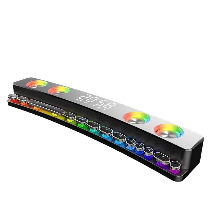 New SH39 Bluetooth Speaker Gaming Computer Soundbar Wireless Stereo 3D Surround Subwoofer RGB LED Light Desktop Speaker