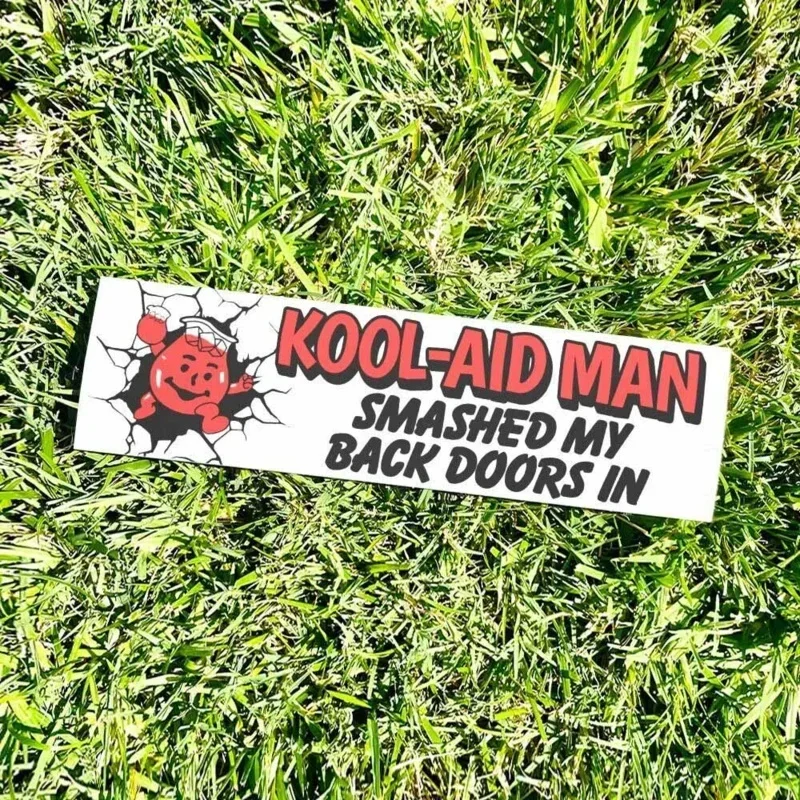 Kool-Aid Man BACK DOORS Bumper Sticker - Funny Vintage Style - Vinyl Decal 90s - Bumper Stickers - Car Stickers