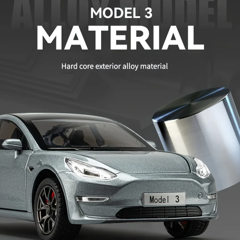 1:24 Scale for Tesla Model 3 Alloy Car Model Diecast Toy car Vehicles for Kids With Sound And Light  for tesla model 3 accessori