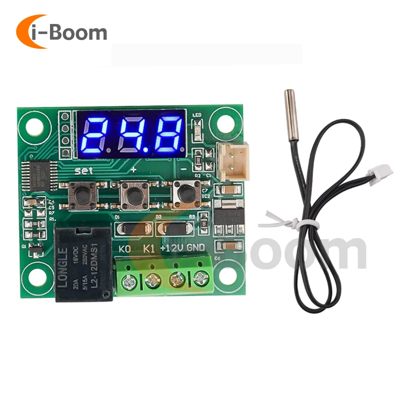 W1209 DC 12V High Precision  Digital Thermostat Module With NTC Waterproof Sensor Probe Temperature Control Range -55°C~120°C