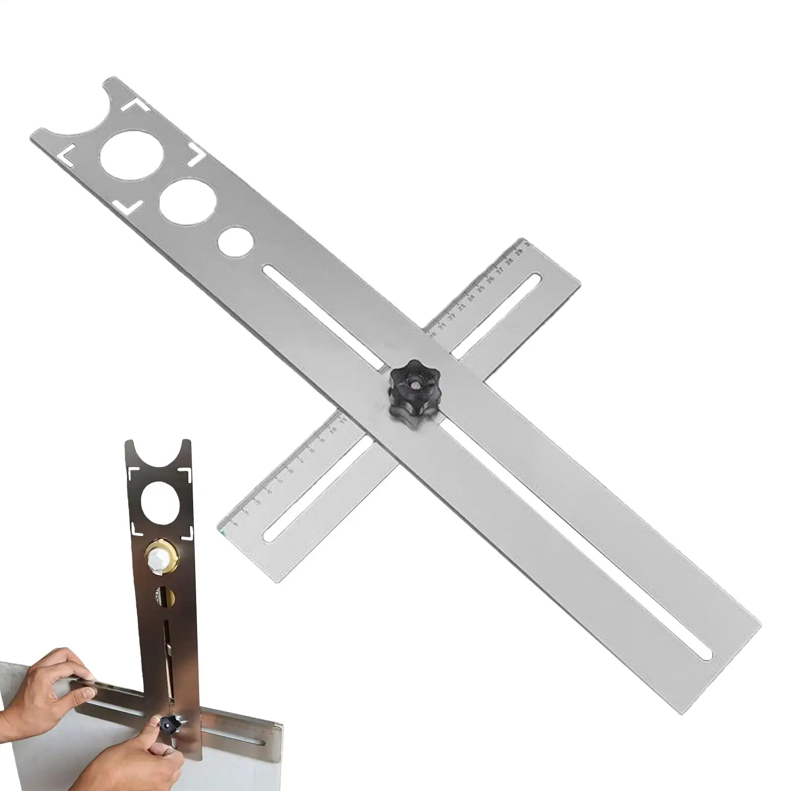 Marmor-Lochschneider, Keramikfliesen-Stanzwerkzeug, verstellbarer Fliesenpositionierer, Präzisions-Schablonenführung 25/40/45 mm für Wandfliesen