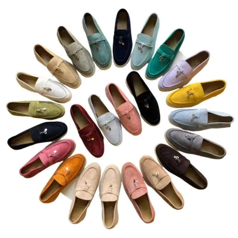 25Luxury hot womenstyle HighGrade Sheepskin Casual loafers Couple's Unisex suede Loafers Customizable Colors top quality A040224 - Image 3