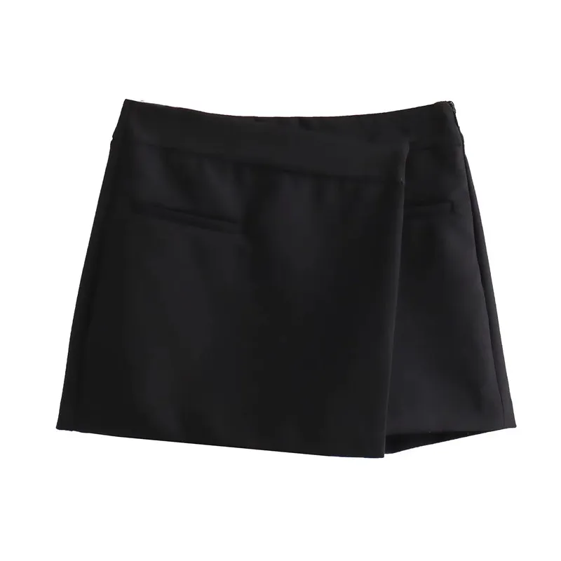 TRAF Asymmetrical Women\'s Skort High Waist Mini Skirt Shorts Woman Autumn Short Skirts For Women Chic And Elegant Woman Skirt