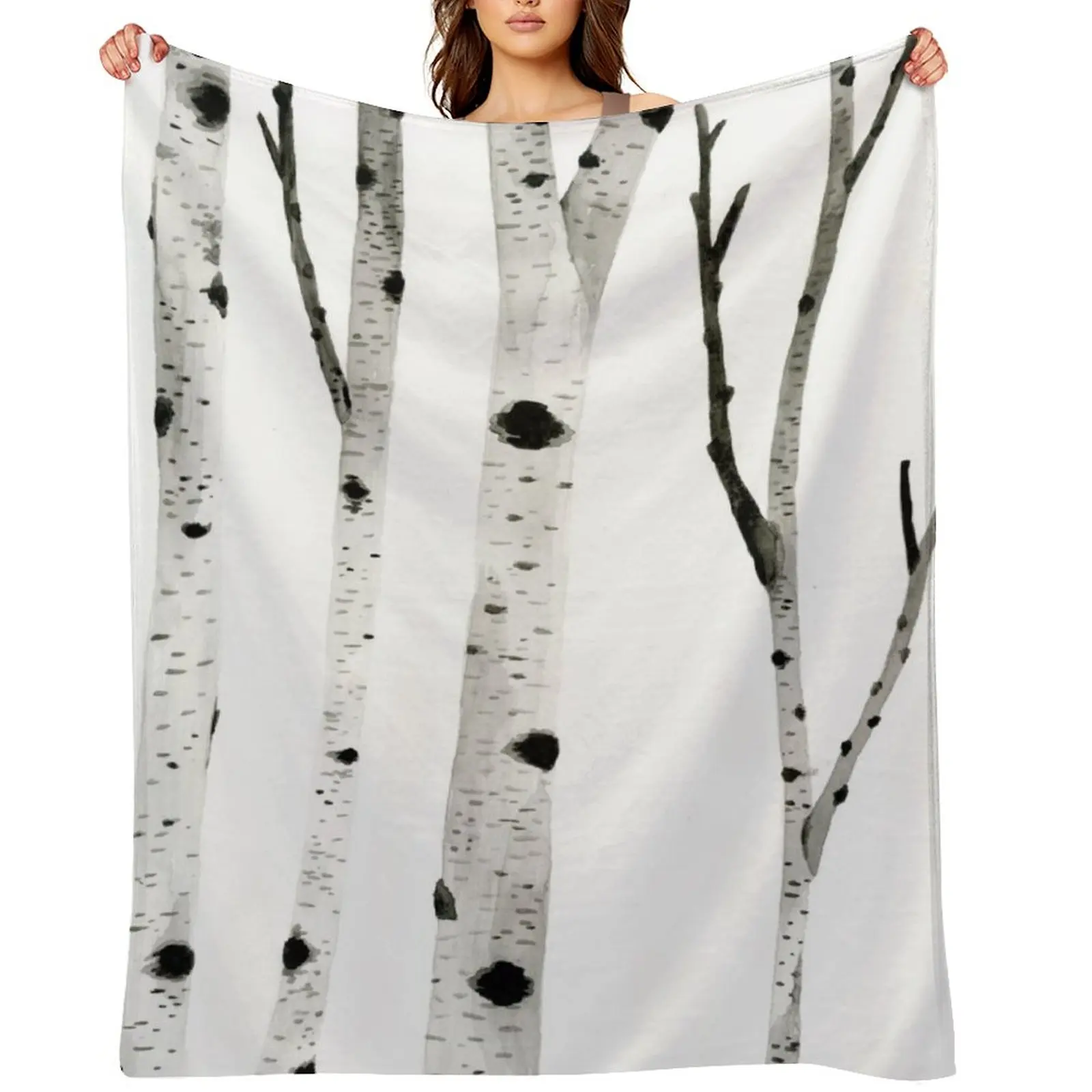

Ink Birch Trees Throw Blanket christmas decoration Moving Blankets Sofas Of Decoration Flannels Blankets