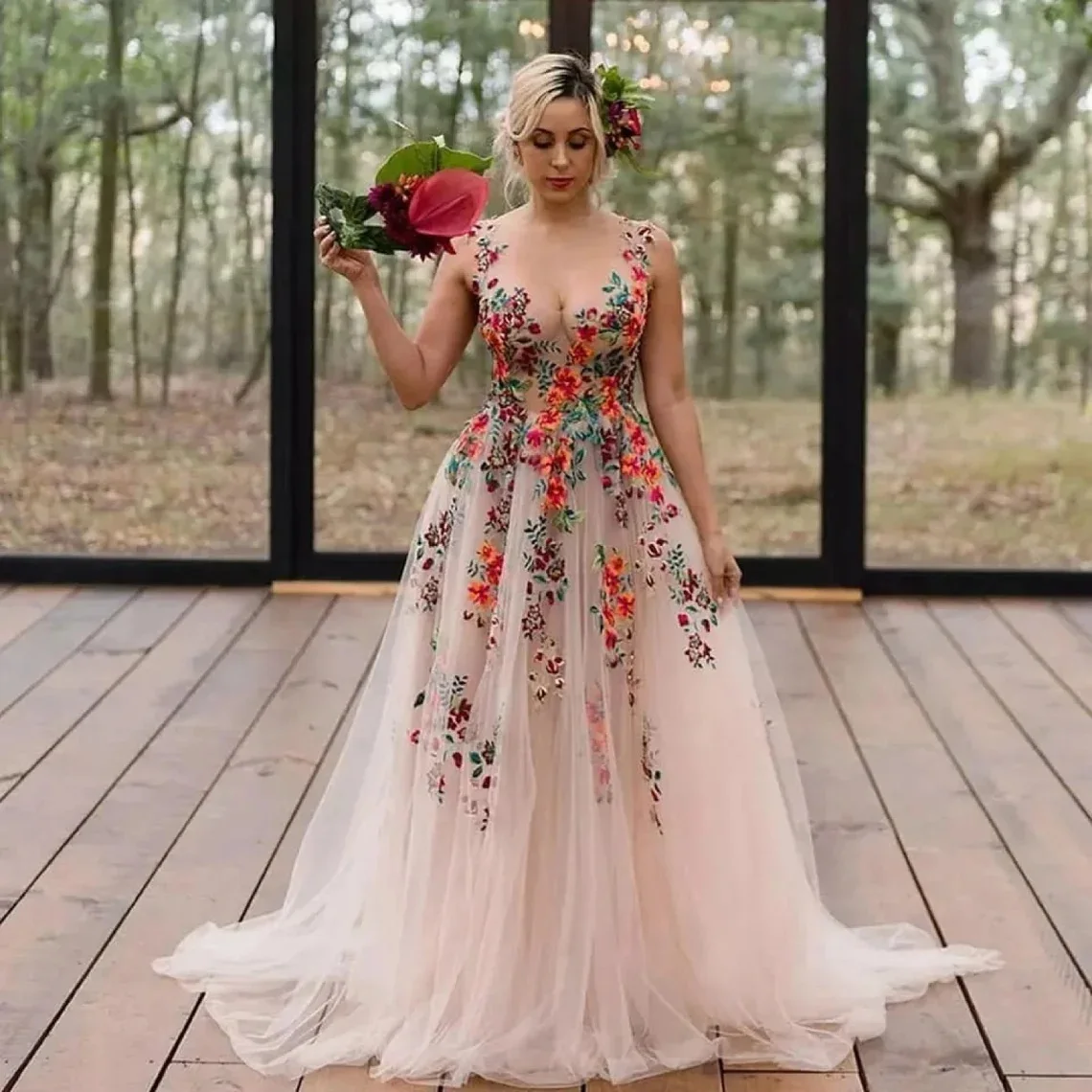 Beautiful White Butterflies Hand Made Flowers Dresses New Sheer Neck Cap Sleeves Appliques Long Bridal Gowns Wedding Dress