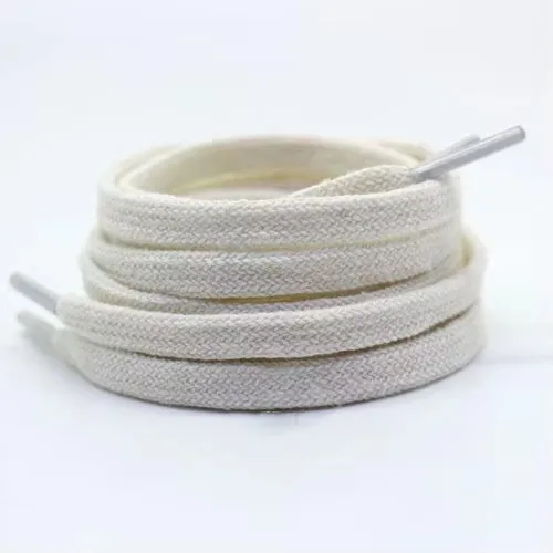 Cadarço bege claro branco bege plano oval 1970s placa sapatos de lona cadarços de pano athleisure