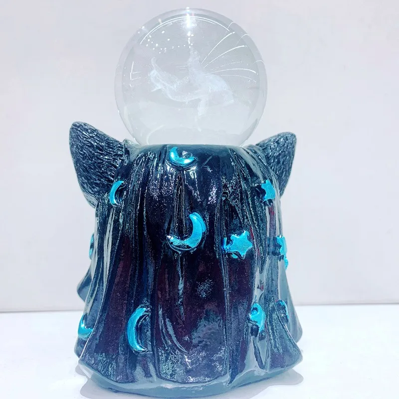 Crystal Base Mysterious Cat Doll, Halloween, Magic Cat, Crafts, Furniture Ornaments, Dark Style Kitty