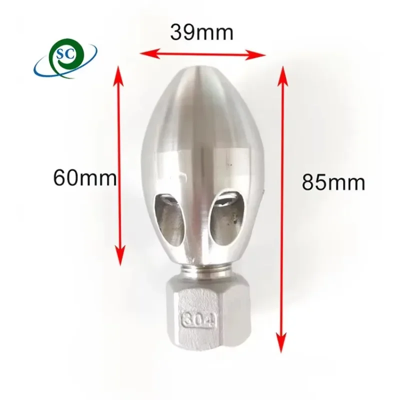 New SS High Pressure Water Pipe Cleaning  Nozzle Ceramic Core Tip 1front 6  Rear for Sewer Cleaning