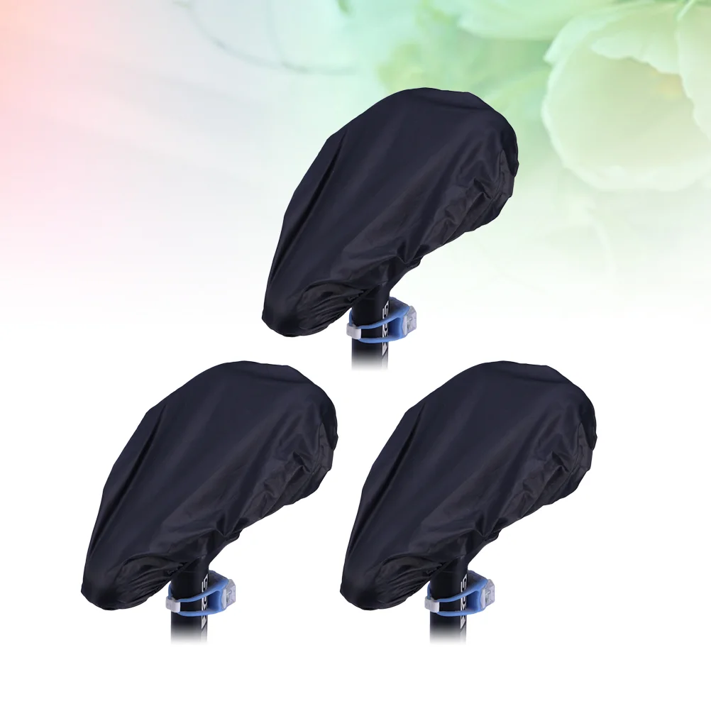 3 Pcs Bike Seat Cover Saddle Accessories Water Proof Protective Waterproof Rain Black