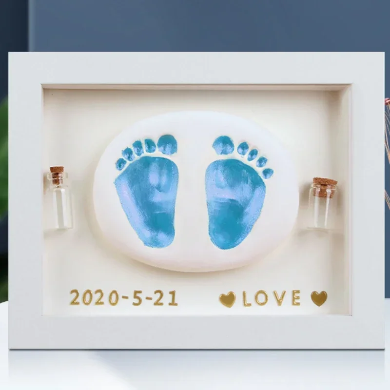 Newborn Full Moon 100 Days Commemorative Gift Baby Hand and Foot Prints Clay Hand and Foot Prints Photo Frame Souvenir Baby