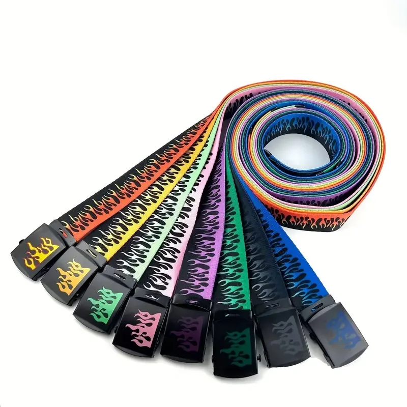 

Мужской персонализированный ремень с пламенем, модный ремень в стиле хип-хоп в корейском стиле, регулируемый ремень, многофункциональный уличный ремень, подходит для выхода