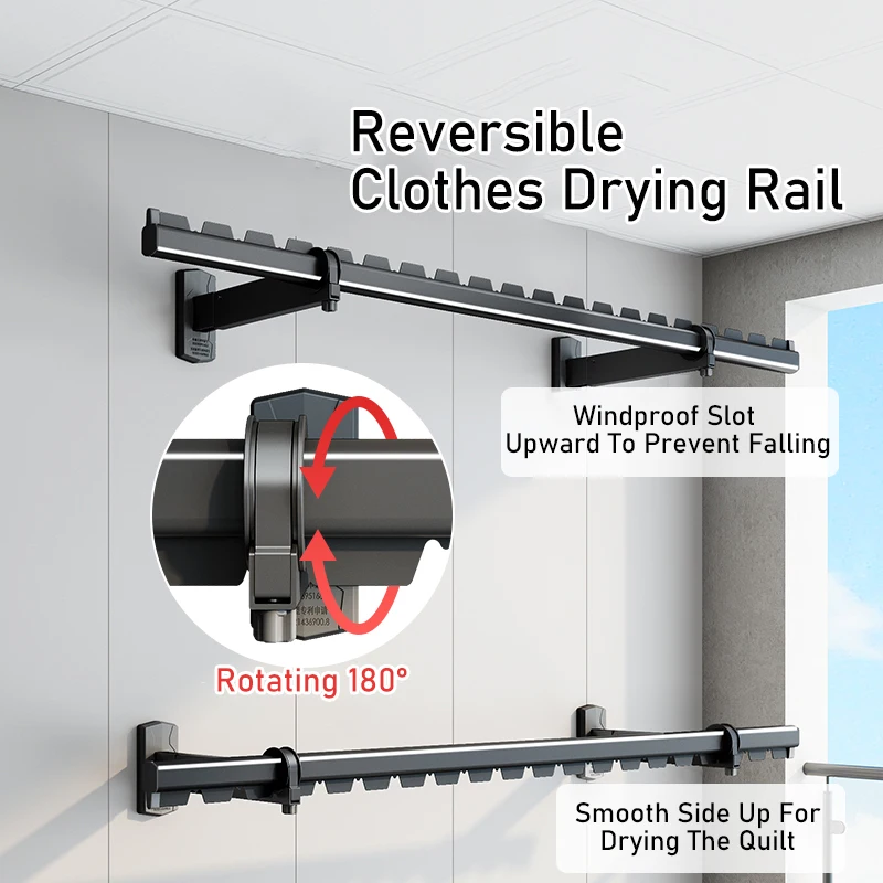 

120 см настенный многофункциональный складной стержень из алюминиевого сплава, ветрозащитная сушилка для одежды, вешалка для сушки белья на балконе