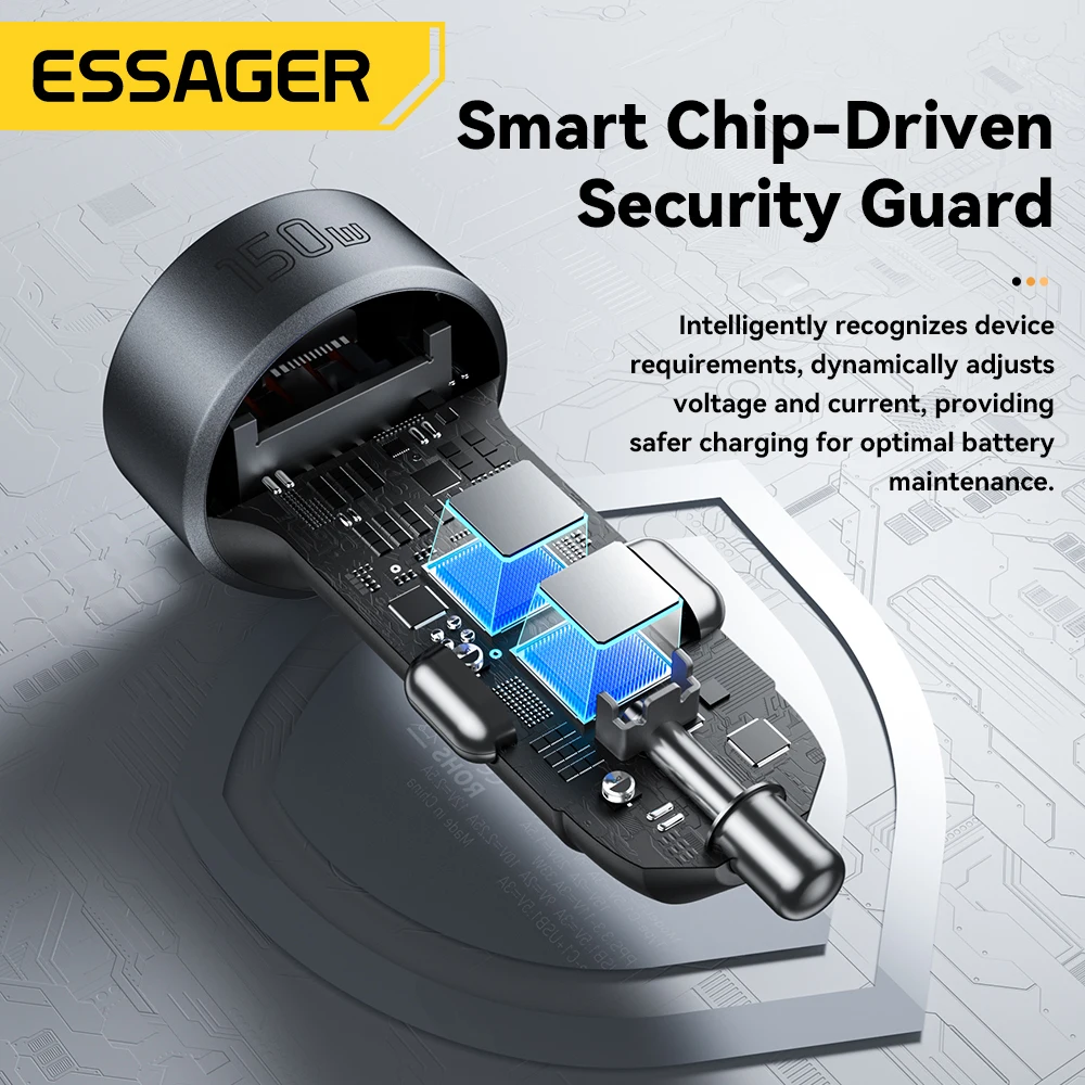  Car Charger with Dual USB-C (100W), Dual Cigarette Lighter & 5-Port ,Fast Charging 3