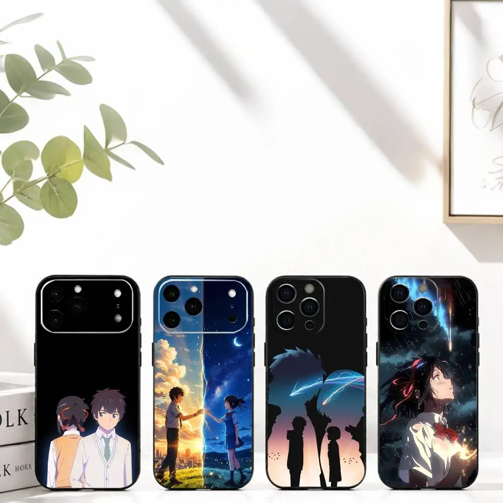 

A-Anime Y-Your Name Phone Case For iPhone 17,16,15,14,13,12,11 Plus,Pro Max,XS,Soft Silicone Black Cover