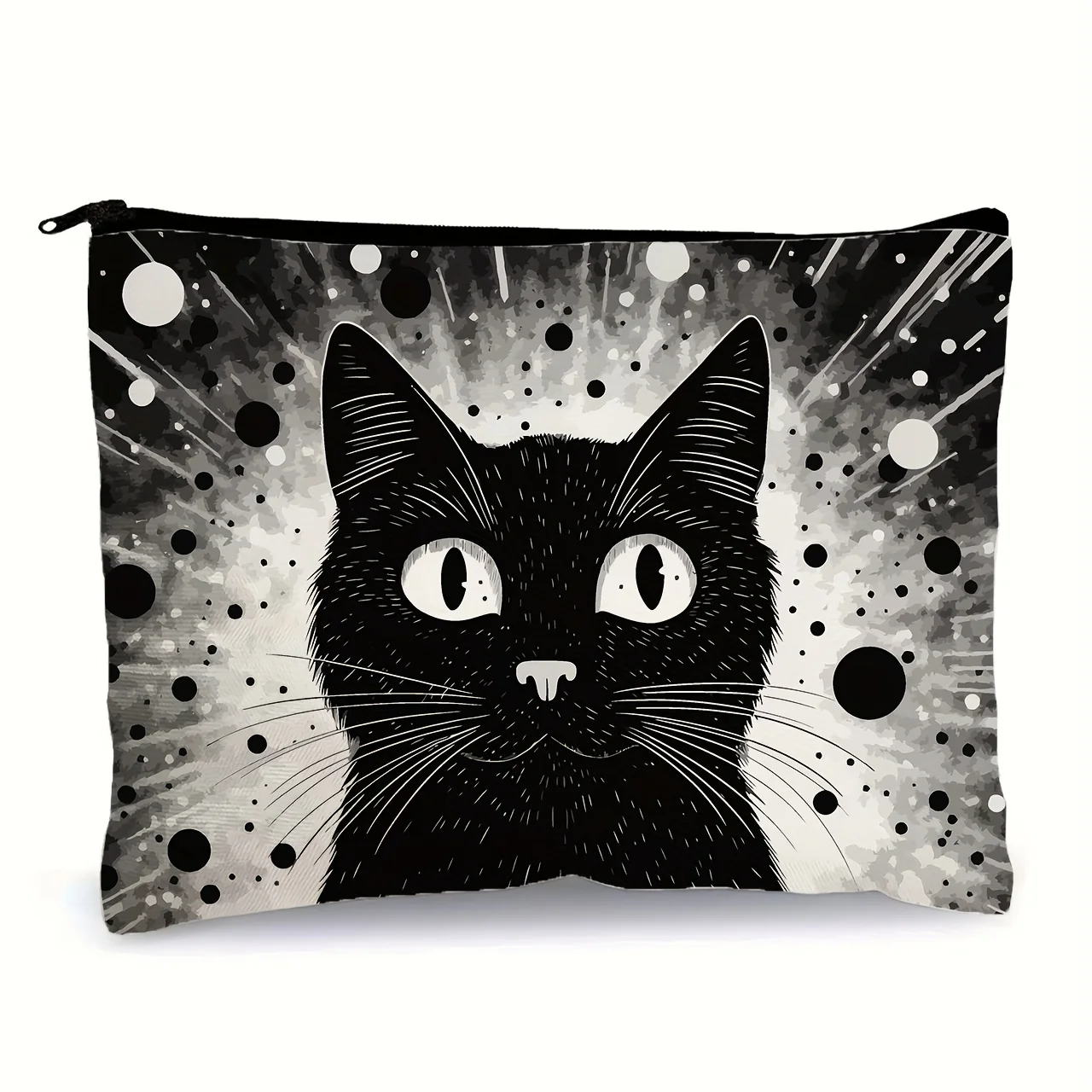 Una borsa per il trucco Black Cat: una graziosa borsa multifunzionale con cerniera per le donne, una borsa per riporre gioielli, una piccola borsa portaoggetti con cerniera da viaggio perfetta