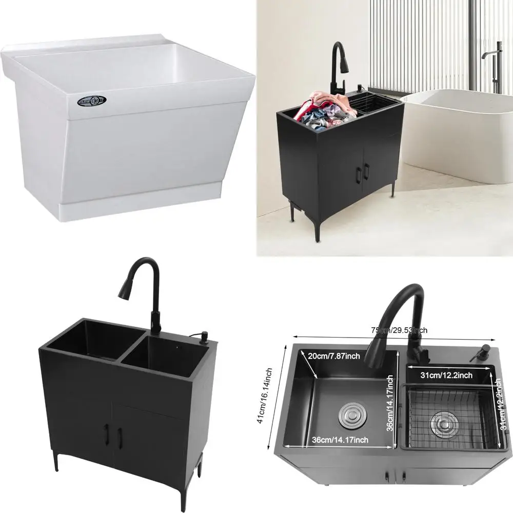 

Wall-Mounted Laundry Tub, 17W Utility Tub, 23.5 x 23, White, Durable and Functional for Home Use