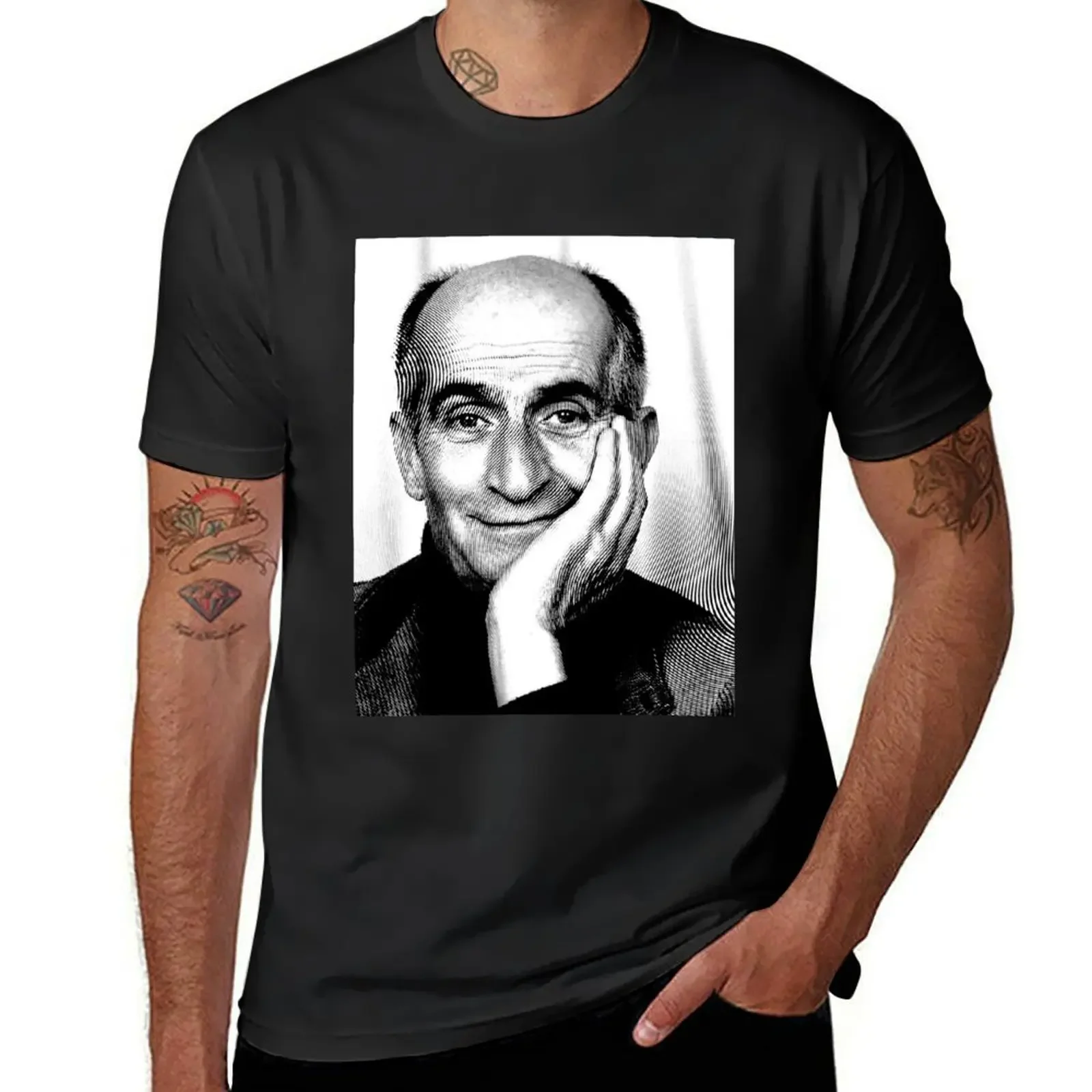 

Black & White Portrait (Linocut) Of Louis de Funès T-Shirt blue archive Blouse graphic tee shirt mens t shirts top quality