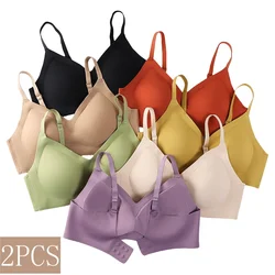 2Pcs/Lot Seamless Bras For Women Wire Free Push Up Underwear Sexy Lingerie Invisible Bra Top Removable Pads Female Intimate