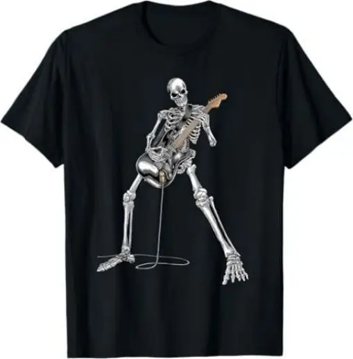 

Skeleton Playing Guitar - Rock And Roll Graphic Band Tees T-Shirt