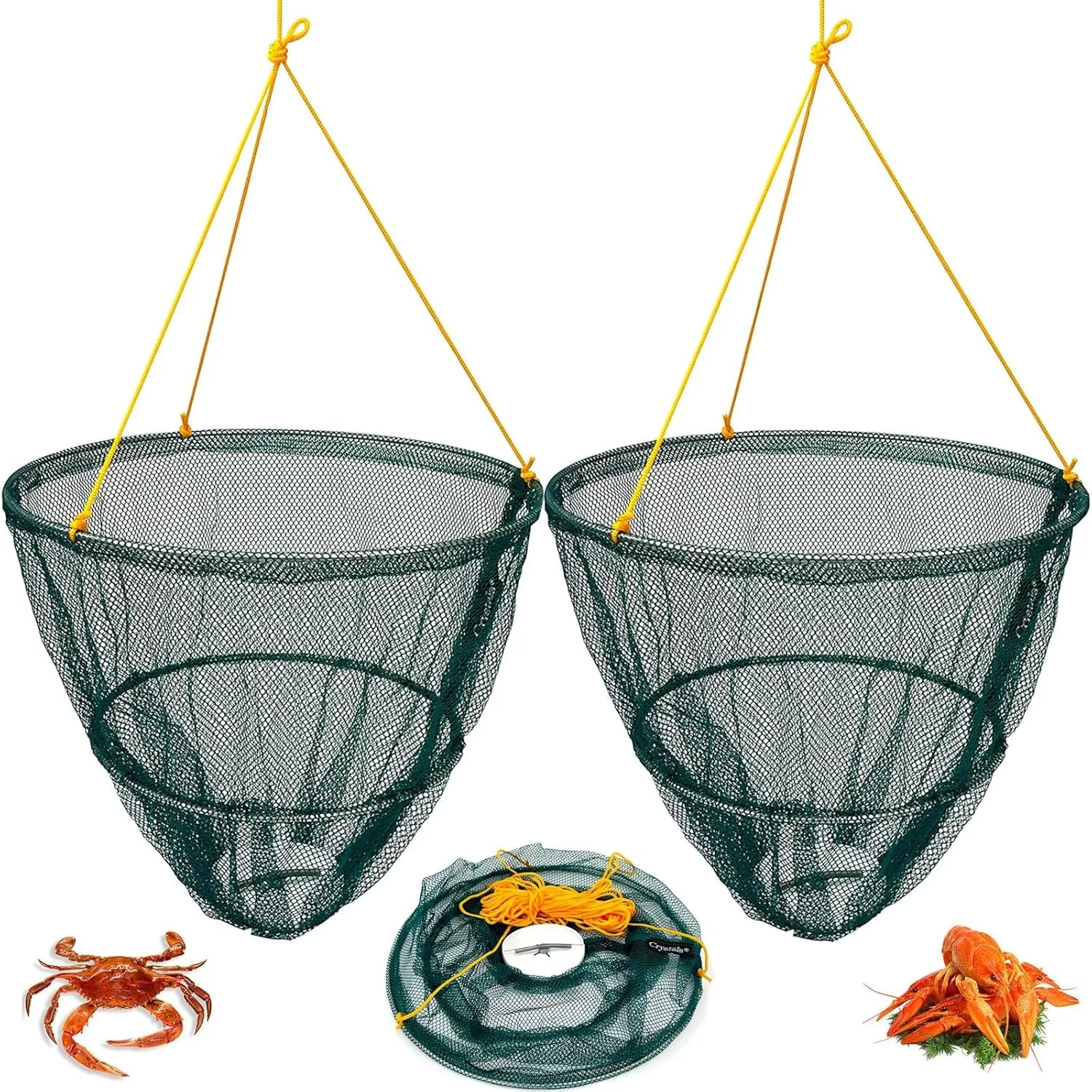 

Складная рыболовная сеть для капель и пирса, портативная мостовая сеть, сетка для крабов, приманка для креветок со стальным обручем, нейлоновая сетка для гольяна, раков, креветок