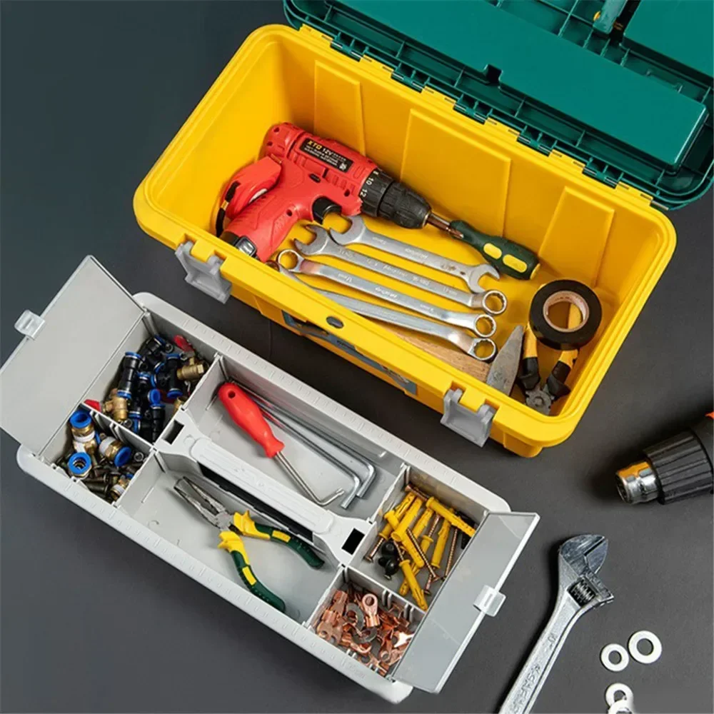 New Type Tool Box Double-layered with Lid Dividers Tool Organizer Storage Box Garage Storage Screw Organizer Box Tools Case