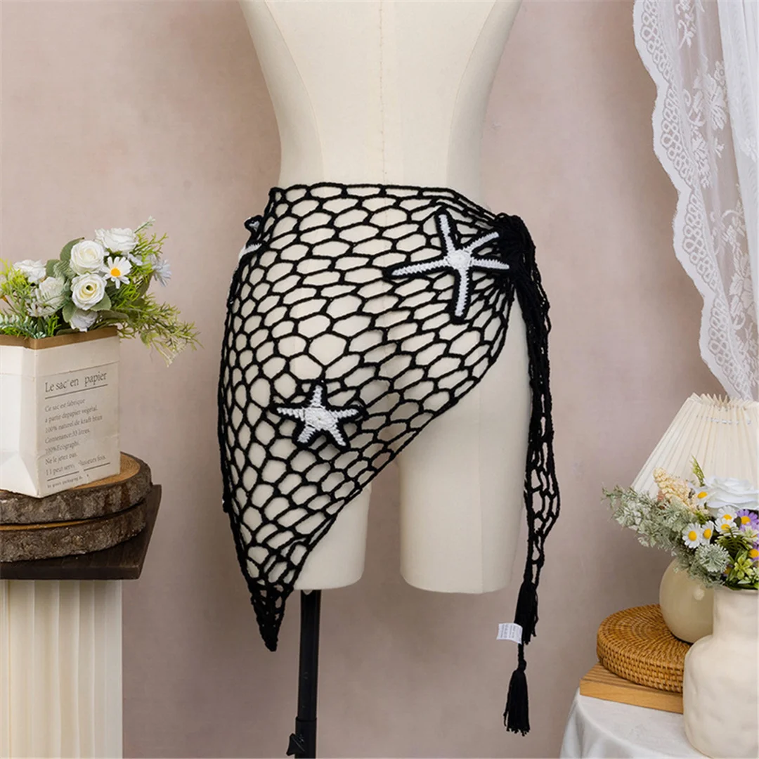 Neues 3D-Stern-Hohlmuster-Häkel-Sarong-Pareo-Strandkleid, Strandkleidung, Strandmode, Strandüberwurf, Überwürfe, Damen, V7309 – Detail 14